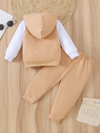 Disney 3pcs Set for Kids: Girls and Boys Casual Cool Streetwear Cute Cartoon Anime Print Round Neck Long Sleeve Sweatshirt, Sleeveless Hooded Vest Cardigan Jacket, and Elastic Waist Pants. Suitable for Spring and Autumn Fashion Casual Daily Commute