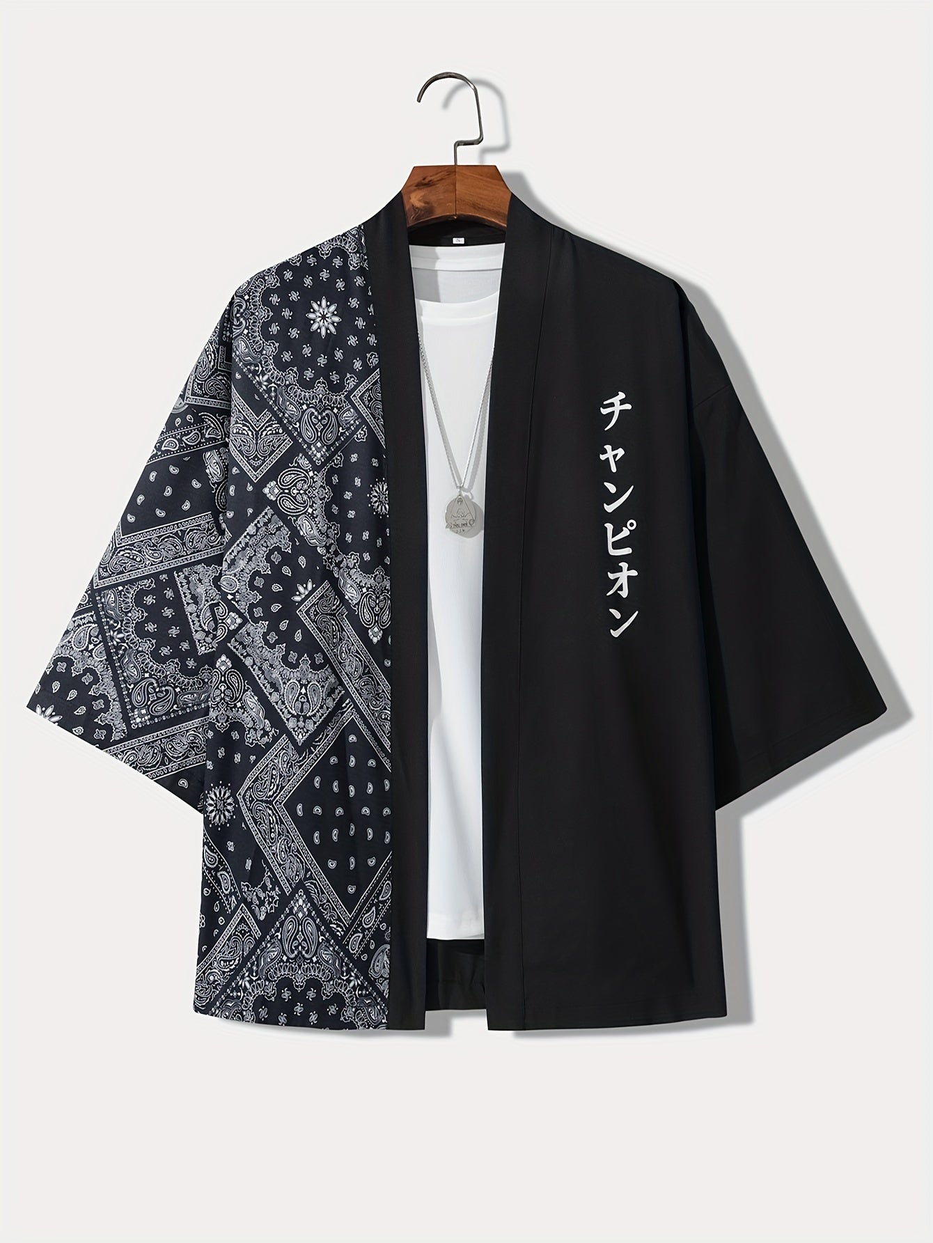 2023 Summer New Men's Japanese Letter Graphic and Paisley Print Sleeveless Shirt