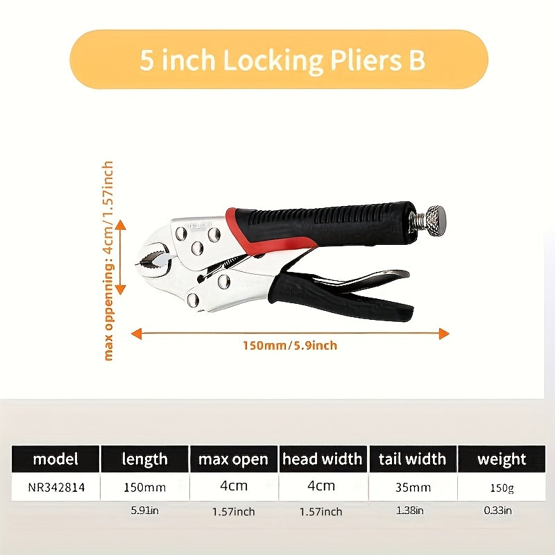 DELIXI ELECTRIC 6/7inch Locking Pliers Wire Cutters Premium Cr-V Construction Curved Jaw Locking Pliers with Wire Cutter Fit, Compact and Portable, for Clamping Twisting Welding