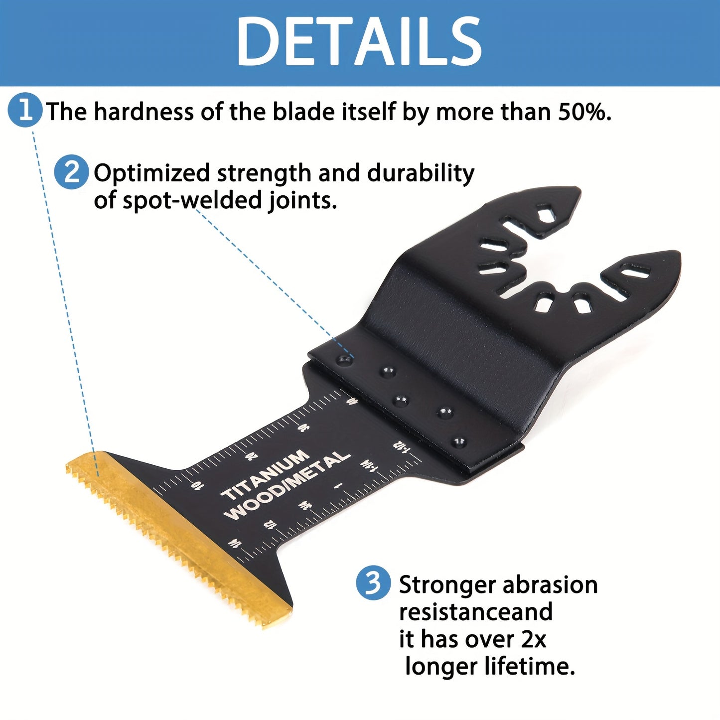 [Heavy-Duty Titanium Saw Blades] 10/20/30/50pcs Heavy-Duty Titanium Oscillating Saw Blades - Multitool Blades for Cutting Hard Materials, Metal Nails, Wood & Plastic - Fit for All Models, No Electricity Needed, Durable Metal Construction, Versatile Cuttin