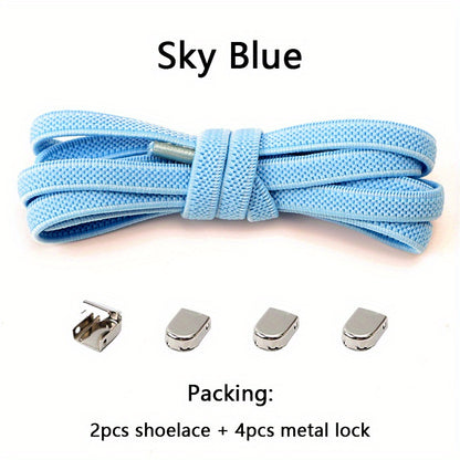 [Elastic Shoe Laces] Stretchy Elastic Shoe Laces for Sneakers | Adjustable Flat Shoelaces with Metal Aglets, Perfect for Casual Footwear, Casual Shoelaces | No Tie Polyester & Spandex