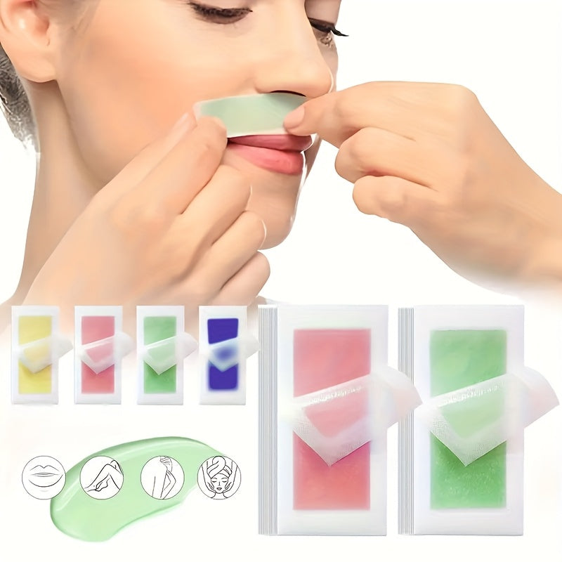 [20-Pack WAXKISS Wax Strips] WAXKISS 20-Pack Ready-to-Use Wax Strips | Aloe/Lemon/Rose/Lavender Scented, Hypoallergenic & Gentle Formula for Face, Eyebrows, Lips, Underarms | Portable Travel Size, Quick Hair Removal, Full Body, Mothers Day Gift