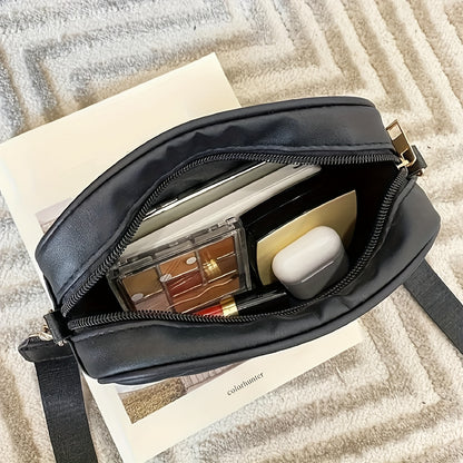 Quilted Square Crossbody Bag, a Classic Metal Zipper Wallet, Women'S Faux Leather Shoulder Bag, Roll Bar Camera Bag, Mobile Phone Pouch