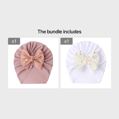 Newborn Infant Polka Dot Printed Bow Elastic Head Wrap, Turban Headwear Cap For Toddlers, Baby Girls And Boys
