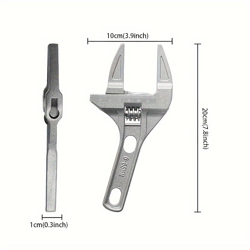 Aluminum Alloy Wrench, Multi-Function Adjustable, Strong Grip, Fits 6-68mm Pipes and Valves, Suitable for Bathroom Repairs