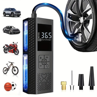 Portable Air Compressor, 150PSI with Tire Pressure Gauge & LED Display, 3X Faster One-Touch Smart Cordless Tire Inflator, USB-Powered, Rechargeable Battery