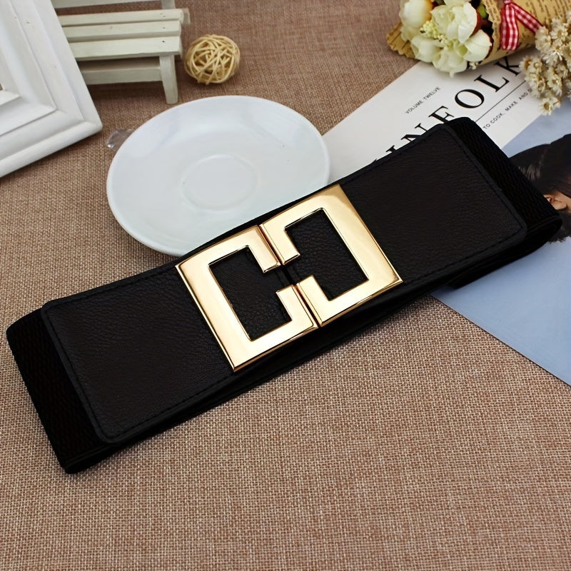 [Trendy Waist Cincher] Trendy and Versatile Western-style Wide Belt for Women | Black Waist Cincher, Decorative Dress, Elastic Stretch