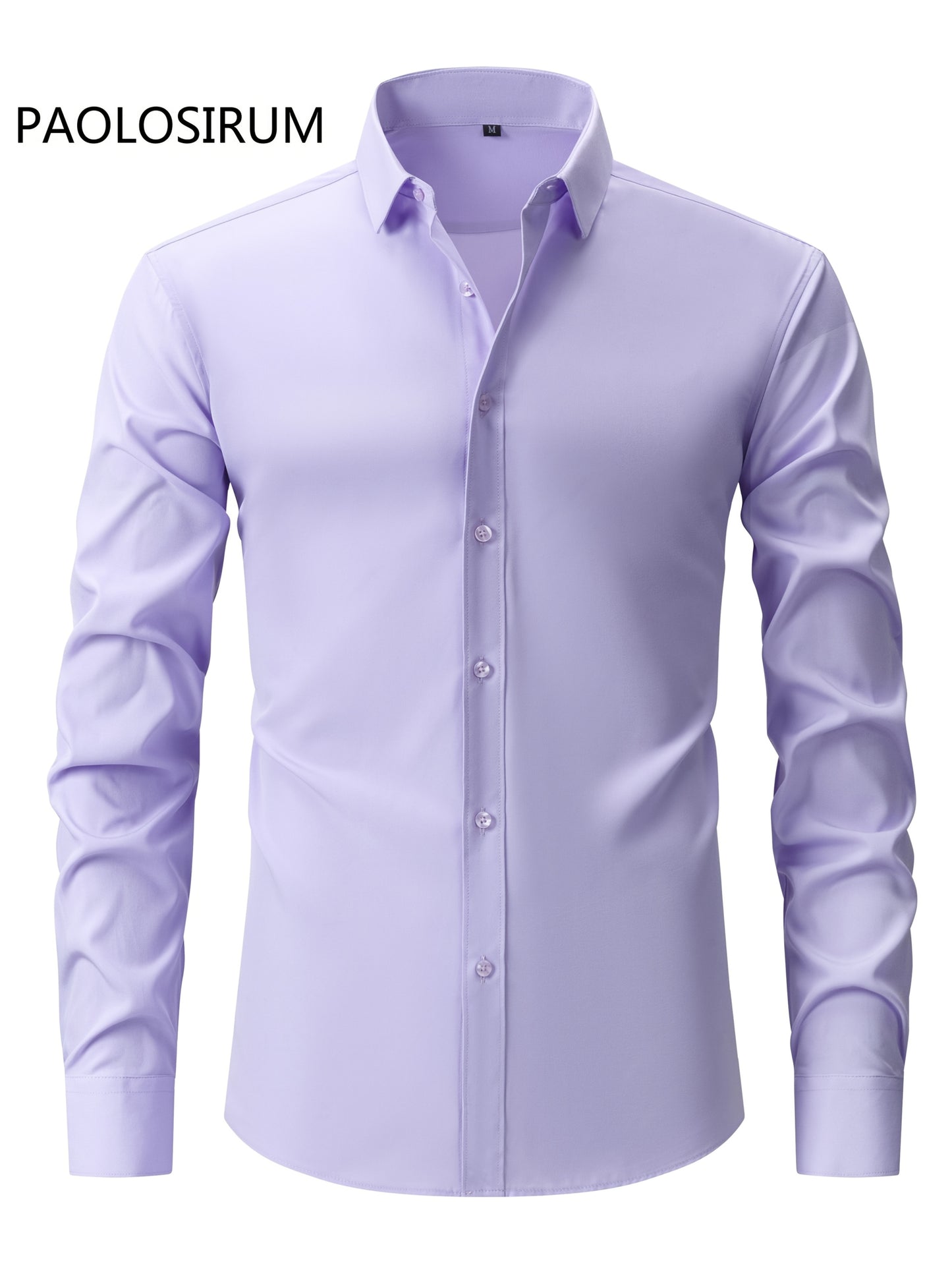 2025 New Men'S Business Slim-Fit Long-Sleeve Shirt, Wrinkle-Free, Elastic, And Made of Cool .