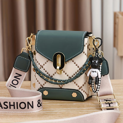 Colorful Grid Thread Women's Shoulder Bag, Casual Women's Crossbody Bag, Versatile Phone Bag, Suitable for Daily Commuting Use