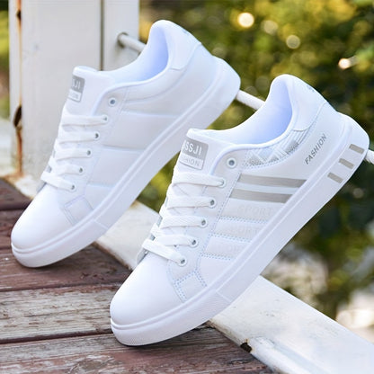 Men's Fashion Striped Low-top Skateboard Shoes, Comfortable Non-slip Lace-up Casual Sports Shoes, Suitable for Men's Outdoor Activities