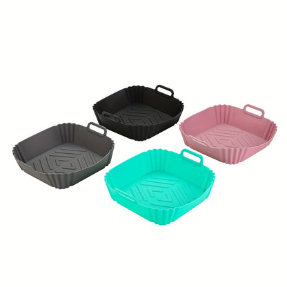 Air Fryer Baking Pan, Reusable Non-Stick Silicone Basket & Square Tray, Compatible for All Air Fryers Toaster Ovens, Easy-Clean Durable Silicone Pan Liner, for Healthy Roasting Broiling Warming, 1pc