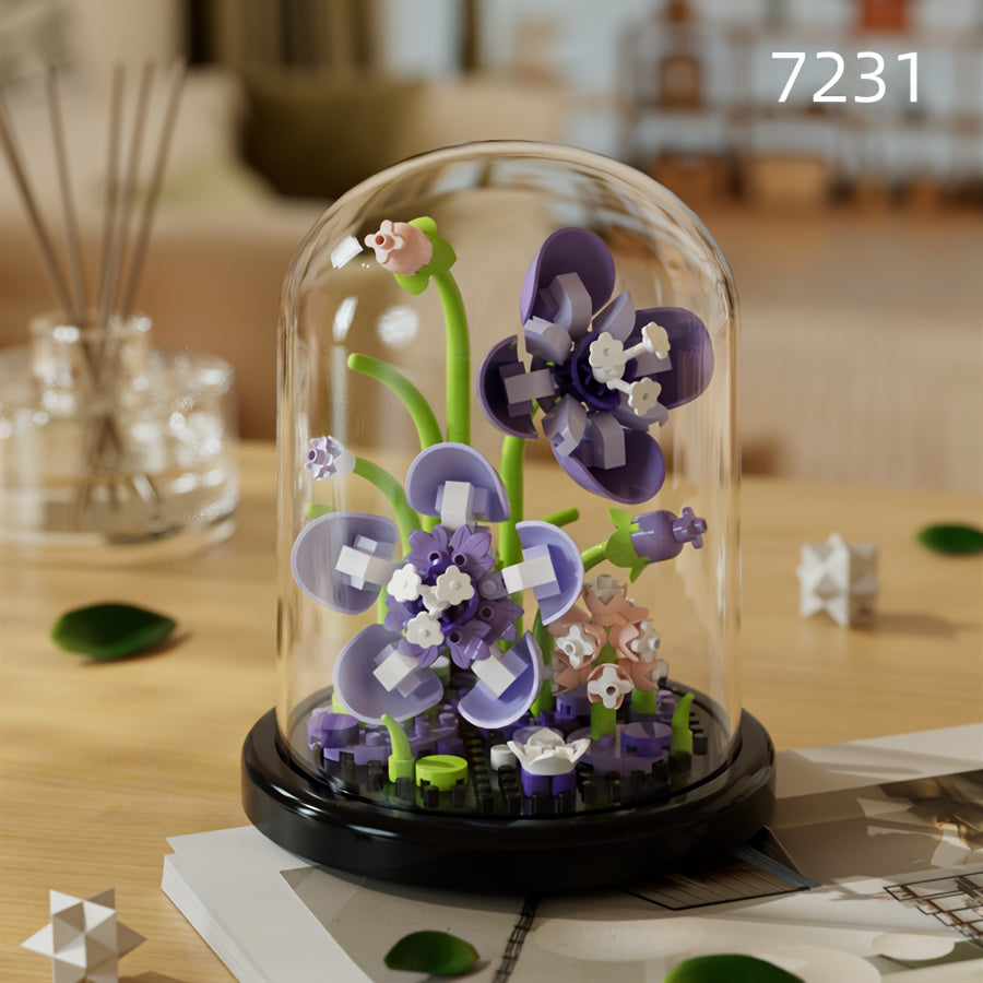 [Romantic Flower Blocks] Romantic DIY Flower Building Blocks Set - Desktop Ornament & Puzzle Toy, Perfect Birthday Gift Ramadan Mubarak