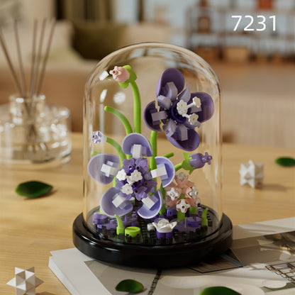 [Romantic Flower Blocks] Romantic DIY Flower Building Blocks Set - Desktop Ornament & Puzzle Toy, Perfect Birthday Gift Ramadan Mubarak