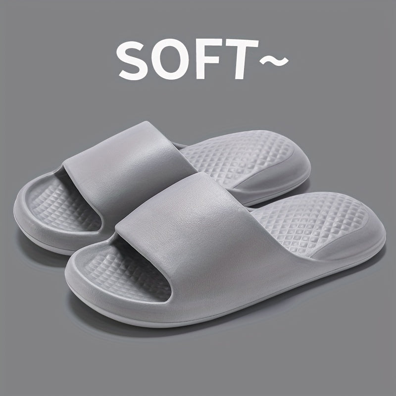 Unisex Casual EVA Slippers, Soft Open Toe Slip-on Flat Heel Sandals, Comfortable All-Season Indoor Home Summer Bath Shoes, Solid Color
