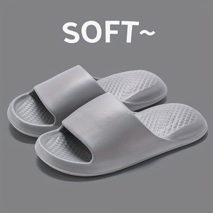Unisex Casual EVA Slippers, Soft Open Toe Slip-on Flat Heel Sandals, Comfortable All-Season Indoor Home Summer Bath Shoes, Solid Color