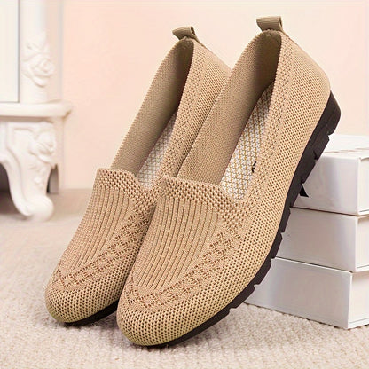 Women's Summer Mesh Casual / Breathable Flat Shoes, Comfortable Lightweight Slip-on Loafers with Fabric Upper and Rubber Sole, Women Shoes