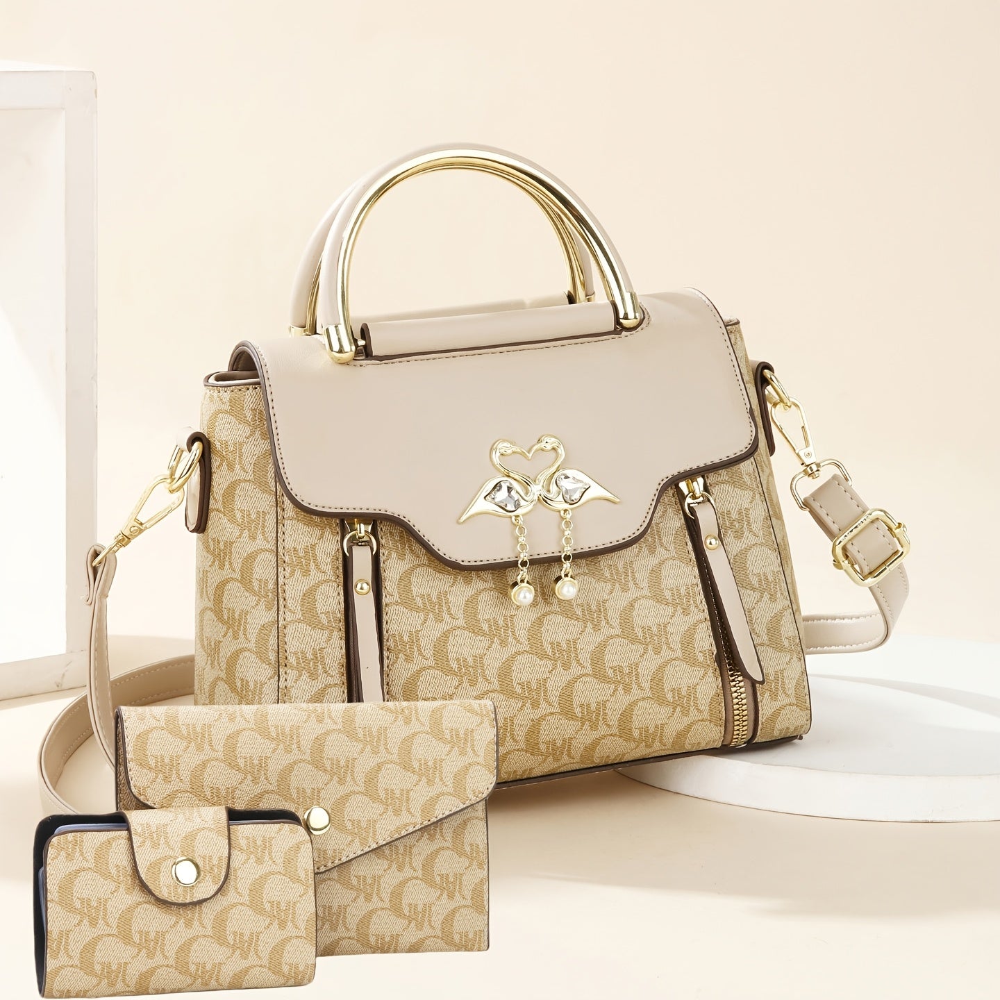 New Stylish Three-Piece Set Bag with Trendy Prints for Women, Casual Handbag