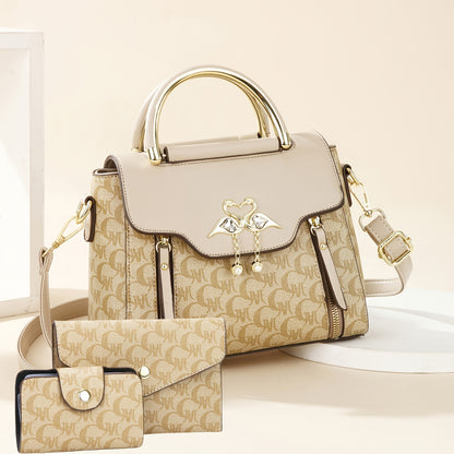New Stylish Three-Piece Set Bag with Trendy Prints for Women, Casual Handbag