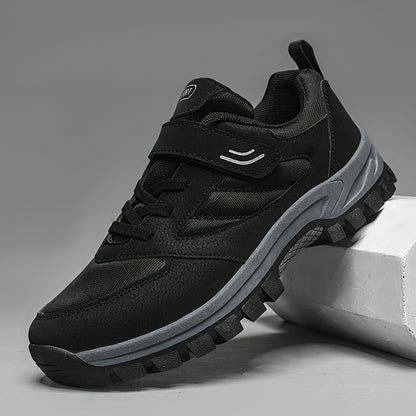Comfy Soft Sole Men's Breathable Casual Shoes With Hook And Loop Fastener For Outdoor Jogging, Spring And Summer