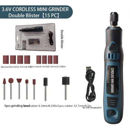 1 Set DIY Household Mini Electric Handheld Engraving Machine for Jade Carving, Grinding, and Polishing, USB Rechargeable Electric Grinder Set, Jade Carving Electric Grinder, Mini Electric Engraving Pen