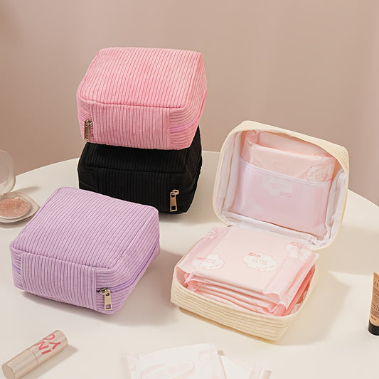 A Storage Bag for Sanitary Pads Made of Thick Plush Fabric, a Portable Mini Pouch for Sanitary Napkins, a Large Capacity Organizer for Small Items Like Cosmetics And Lipsticks, Perfect for Travel