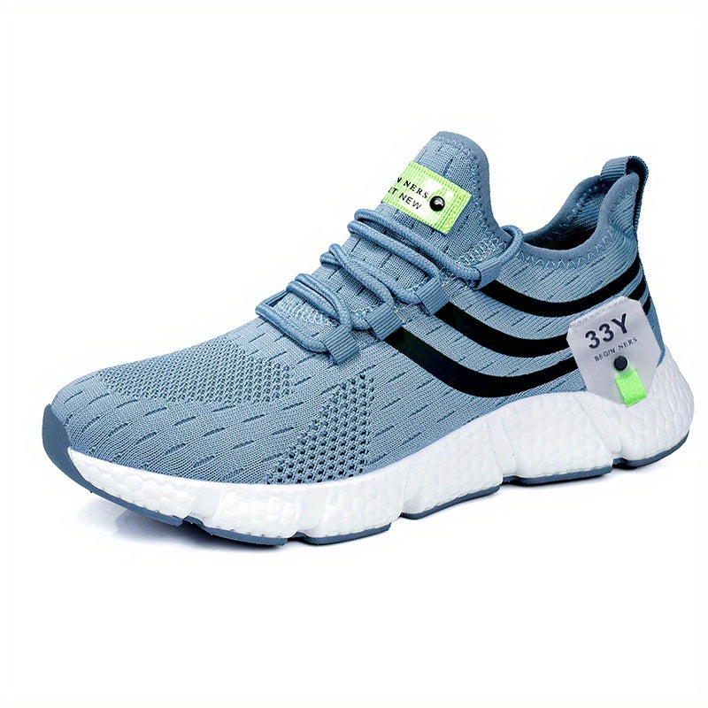 New Popcorn Sole Men's Shoe High Elasticity Flying Weaving Mesh Surface Ultra Light Running Shoe Thin Mesh Sports Shoe
