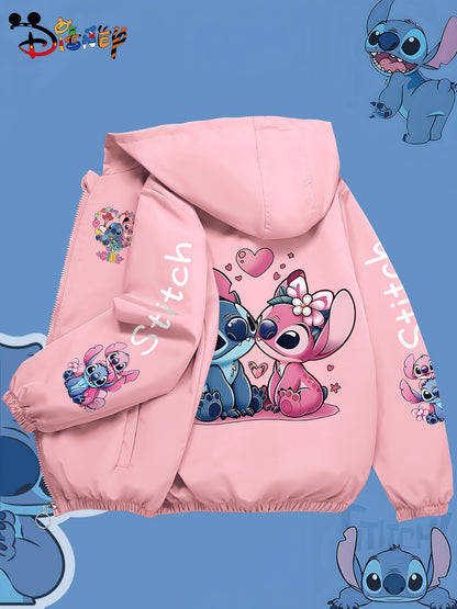 Disney Autumn Windproof Jacket for, Cute Stitch Print Hoodie, Unisex Zip-Up Outerwear, Youth Fashion Versatile Hooded Sweatshirt, Outdoor Casual Sports Jacket, Essential Gift for Holidays, Birthdays, Parties, Unisex for and, Korean Style Trendy