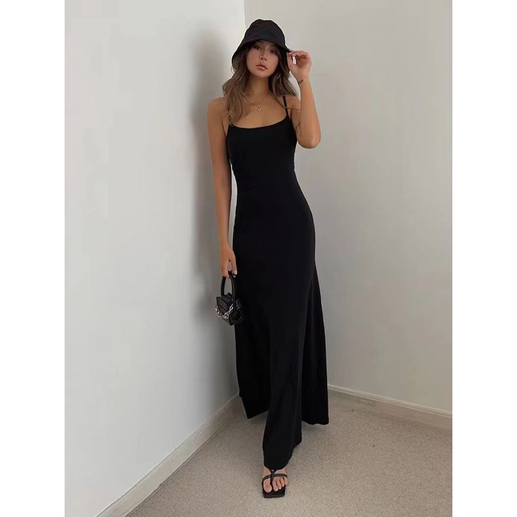 Foreign style sweet and spicy style shows body base suspender long dress high sense waist thin pure desire dress children summer