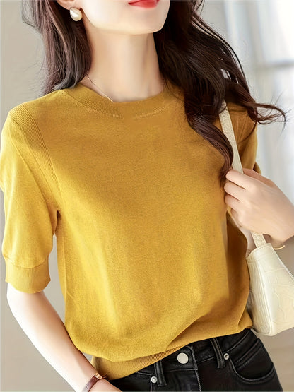 Pullover Short Sleeve Ice Fiber Fabric Soft Comfortable Versatile Simple