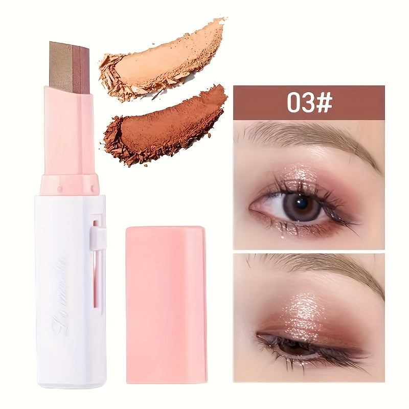 Dual-Color Eyeshadow Stick/Waterproof, Sweat-Proof, Smudge-Proof/Long-Lasting, Fading-Resistant/Essential Makeup for Going Out/Perfect Gift/Contains Plant Squalane