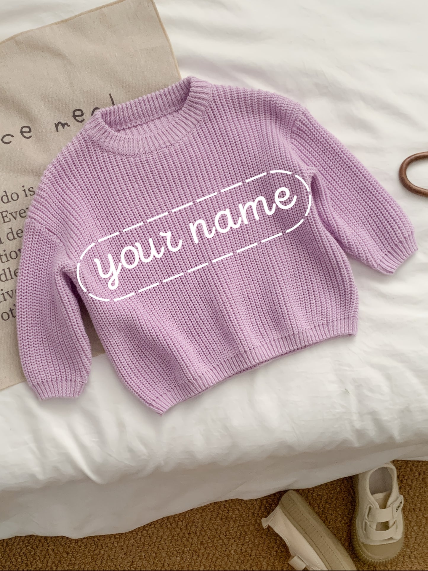 Girls' Casual Sweater with Personalized Name on Chest Area, Customizable, Perfect for Holiday Gifts