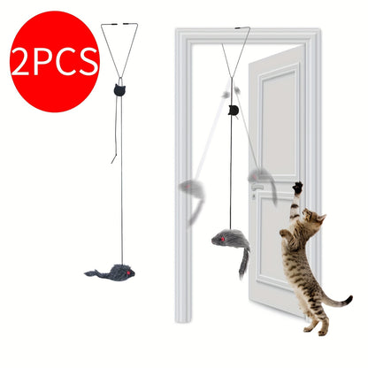 2pcs Adjustable Hanging Cat Toy - Interactive Teasing & Playful Fun - For Cats - For Indoor Play - Great Gift for Cat Lovers