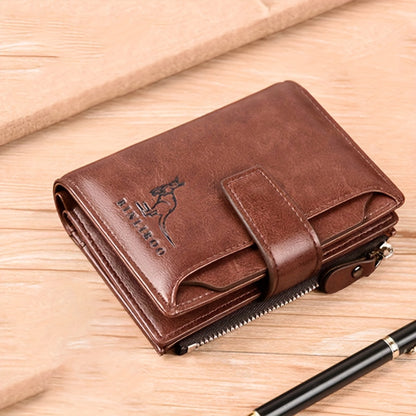 [RFID Wallet for Men] Luxury RFID Card Holder Wallet for Men, Featuring a Zipper Coin Purse And Made of Portable Faux Leather
