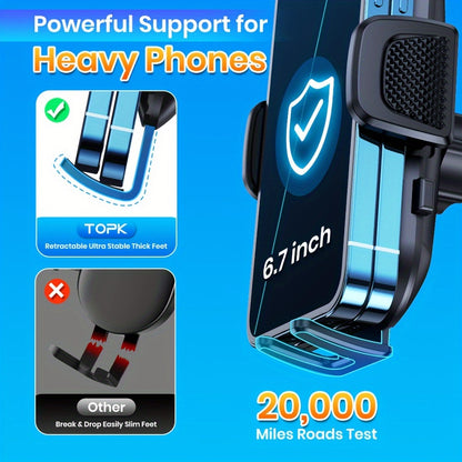 [TOPK Adjustable Phone Holder] TOPK Car Dashboard Phone Holder, Adjustable Mount | Enhanced for Cell Phones, Compatible with All Models, Horizontal or Vertical Positioning