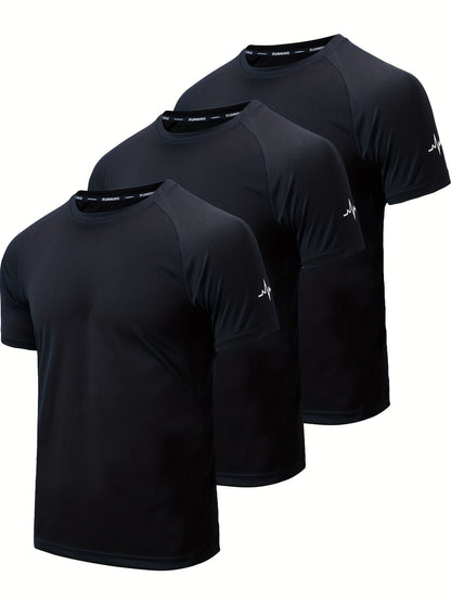 3pcs Compression Shirts Men Short Sleeve Athletic Moisture Wicking Baselayer Undershirt Gear Tshirt for Sports Workout