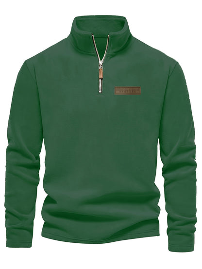 Autumn/Winter New Men's Sweatshirt with Stand Collar, Half-Zip Long Sleeve, Versatile Top, Trendy Brand, Double-Sided