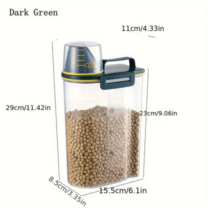 Plastic Storage Container for Dog And Cat Food, 3.31LB/4.41LB Capacity, Includes a Measuring Cup And Is Moisture-Proof with a Sealed Lid, Ideal for Pet Supplies