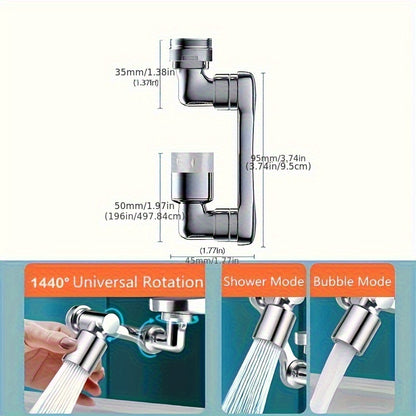 1pc 1080° Swivel Bathroom Faucet Nozzle, Silvery Design, Water-Saving, Suitable for Kitchen Faucet Extender, Washbasin Robotic Arm, Home Renovation Accessory, Fits RV Bathroom Faucet