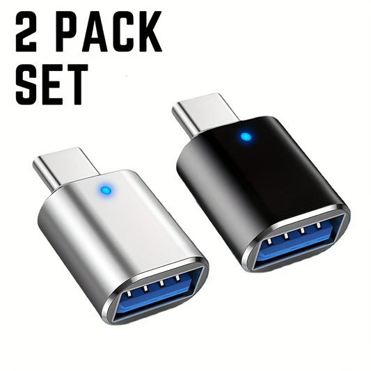 [USB C Adapter 2Pack] (2Pack Black+Silvery) USB C to USB Adapter, USB C Male to USB 3.0 Female Adapter OTG Converter Compatible with MacBook Pro 2019/2018/2017 And More Type-C Devices