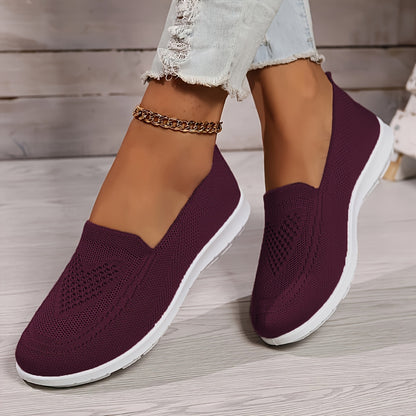 [Breathable Knitted Sneakers] Breathable Knitted Slip-On Sneakers | TLCAS2 Women's Casual Flat Sports Shoes