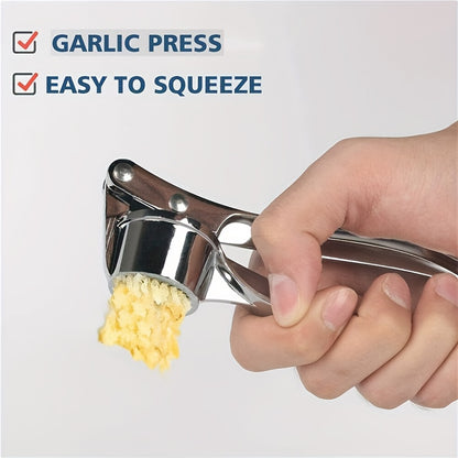 1pc RZSYZH Heavy-Duty Garlic Press, Ginger Crusher, Lemon Squeezer - Heavy-Duty Manual Crusher with Efficient Crushing, Compact Design for Kitchen, Restaurant, Home - Easy-Clean Garlic Press Tool for Garlic, Ginger, Lemon, Cooking - Ideal for Chefs & Home