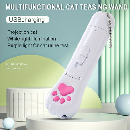 Projection Cat Teasing Pen, Rotating Gear to Project Different Patterns, White Light for Illumination, Checking Pet's Body Ears and Teeth, USB Port for Convenient Charging, Multifunctional Cat Teasing Pet Toy