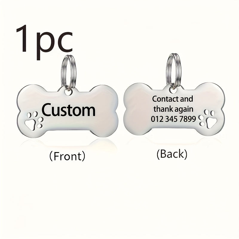 1pc, Custom Personalized Dog Tag, Stainless Steel Tag with Engraved Name and Phone Number, Durable Pet Anti-Loss ID Tag, Dog Name Tag