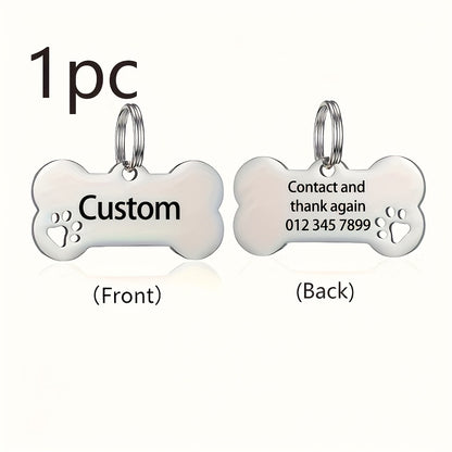 1pc, Custom Personalized Dog Tag, Stainless Steel Tag with Engraved Name and Phone Number, Durable Pet Anti-Loss ID Tag, Dog Name Tag
