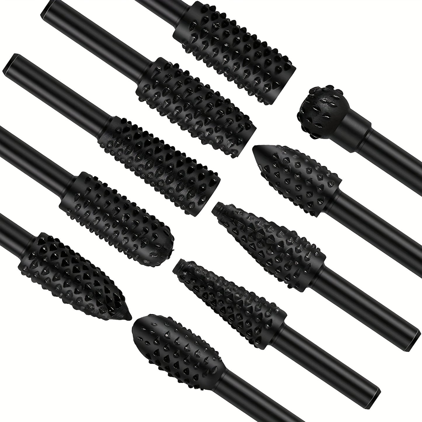 5pcs/10pcs Wood Carving 1/4" 6mm Rotary Rasp Drill Bit Set, Wood File Rasp Drill Bit, DIY Woodworking Rotating Embossed Chisel Shaped Shank Tool Burr Power Tools For Engraving Polishing Grinding