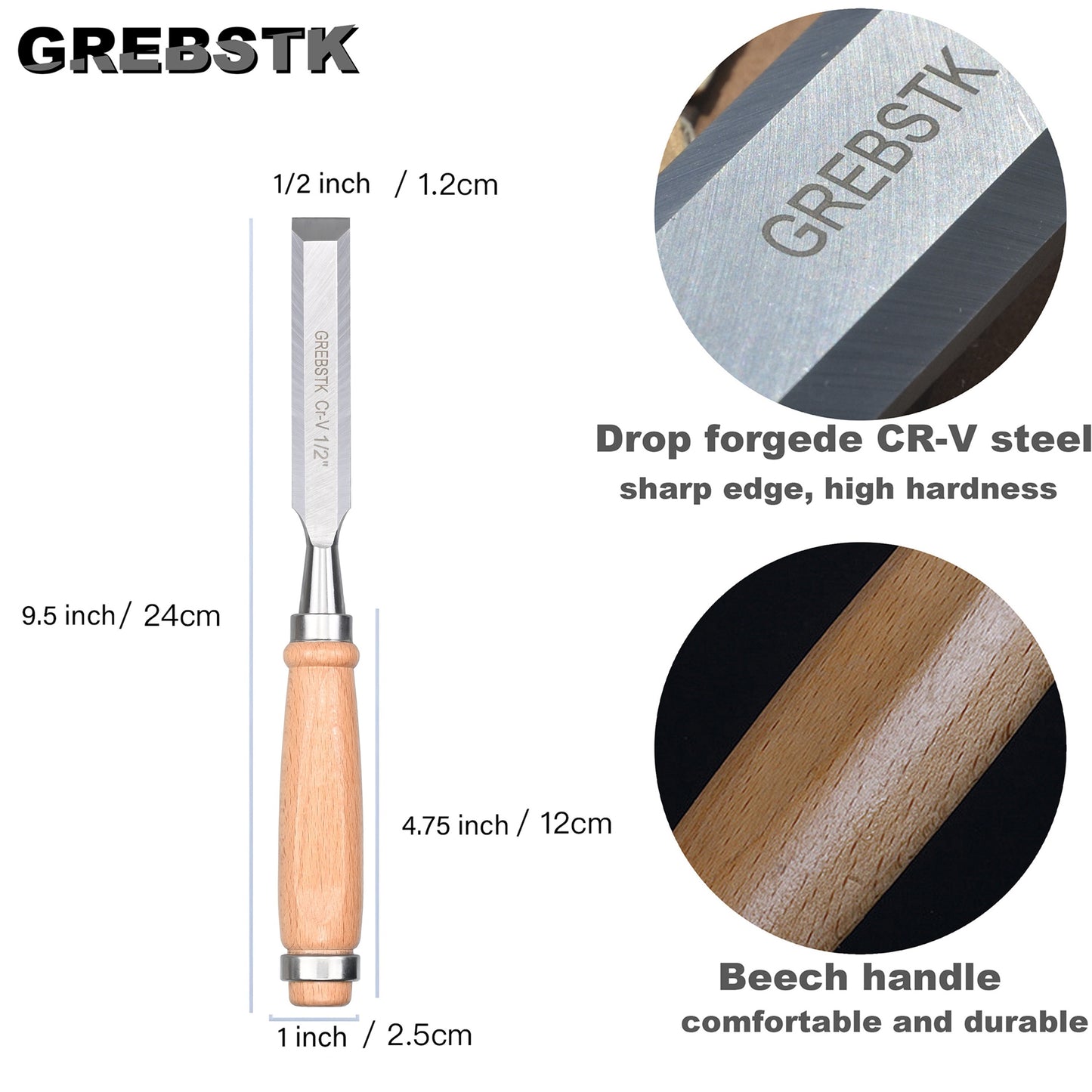 2-inch Woodworking Chisel, Lovo Vanadium Steel with Protective Sleeve, Flat Chisel, Woodworking Tool