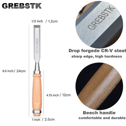 2-inch Woodworking Chisel, Lovo Vanadium Steel with Protective Sleeve, Flat Chisel, Woodworking Tool