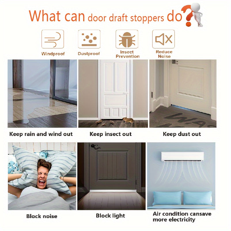 Draft Stopper for Doors, Weatherproofing Seal, Bottom Sweep for Both Exterior And Interior Doors, And a Noise And Dust Insulation Blocker for Garage Windows.