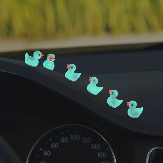 6pcs Glow-in-the-Dark Little Duck Fluorescent Duck Cute Car Interior Decoration Center Console Decor