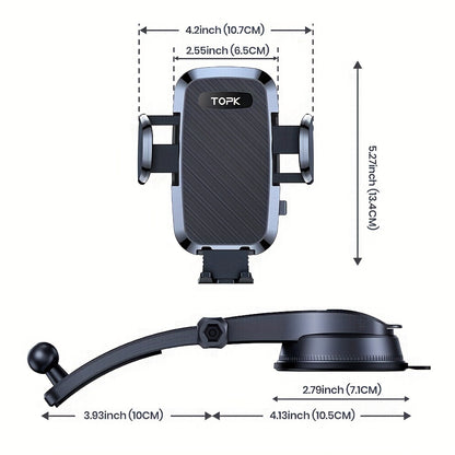 Car Phone Holder Mount, Upgraded Handsfree Stand, Phone Holder for Car Dashboard, Compatible with iPhone Android